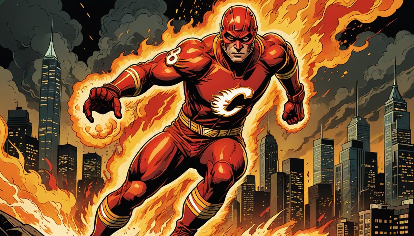 Calgary Flames Superhero Unleashes High-Octane Fury
