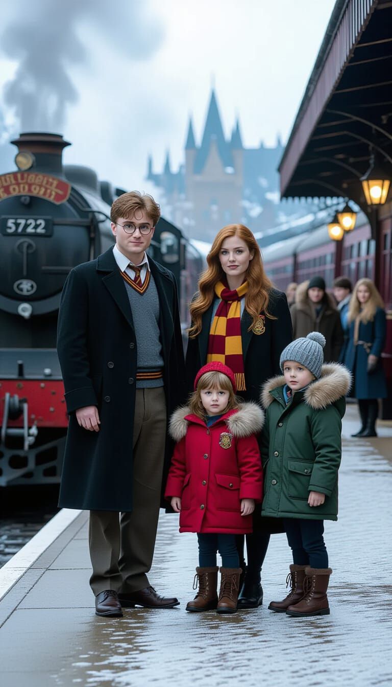 Harry Potter Family at Hogwarts Express, Cinematic Still