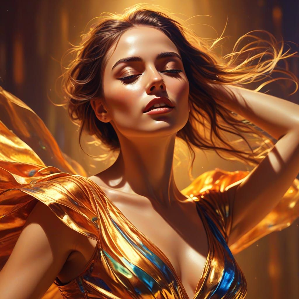 Woman Dancing: Vibrant Surrealist Expressionist Painting