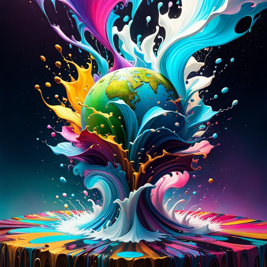 Magical Surreal World in Hyperrealistic Splash Art