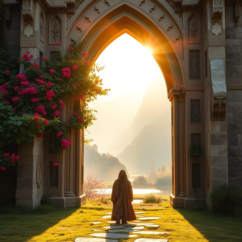 Enchanted Stone Archway to Mystical Landscape