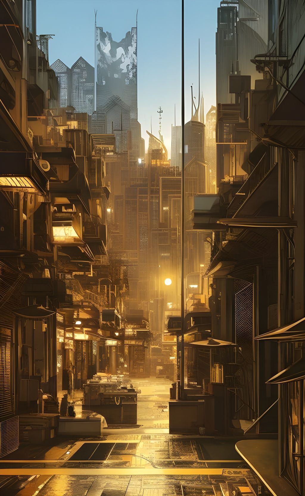 Dystopian Art Deco Astoria Hotel in Film Noir Style