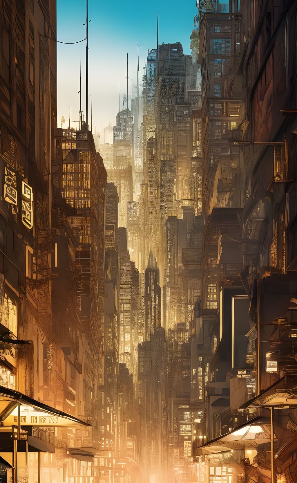 Dystopian Cardboard Shelter Outside Art Deco Hotel