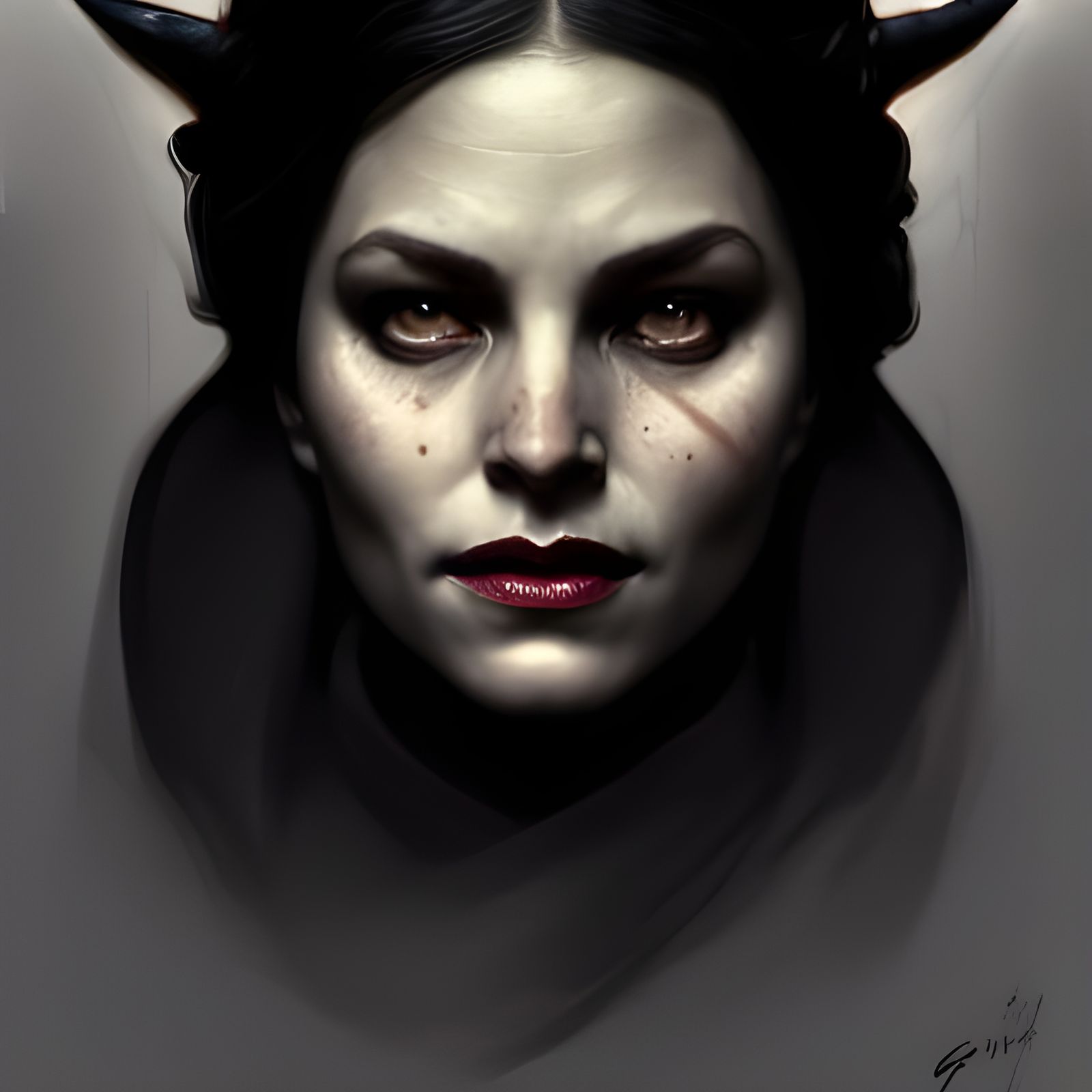 Sinister Evil Queen Portrait in Hyperdetailed Style