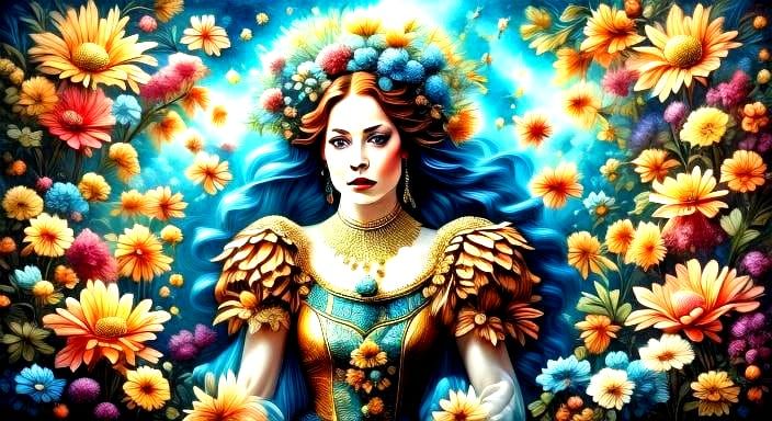 Fantasy Family Portrait with Floral and Mosaic Elements