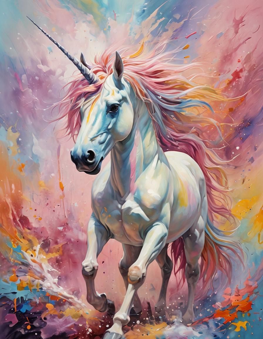 Enchanting Unicorn in Impressionist Conceptual Art Style