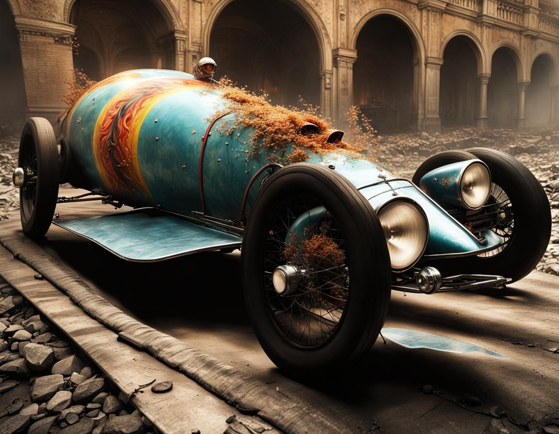 Magical Surreal Racing Cars in Ethereal Style