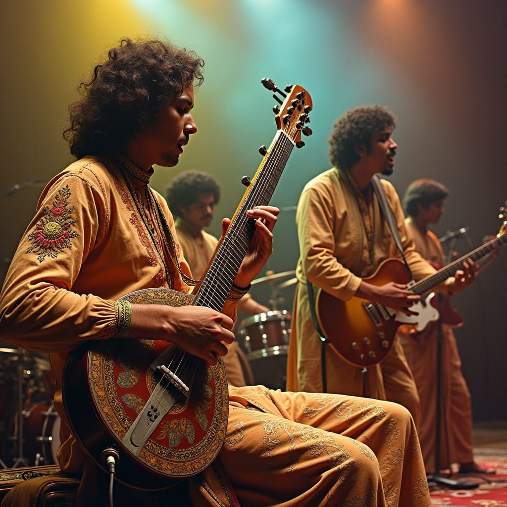 Psychedelic Rock Band Performs Live with Indian Sitar