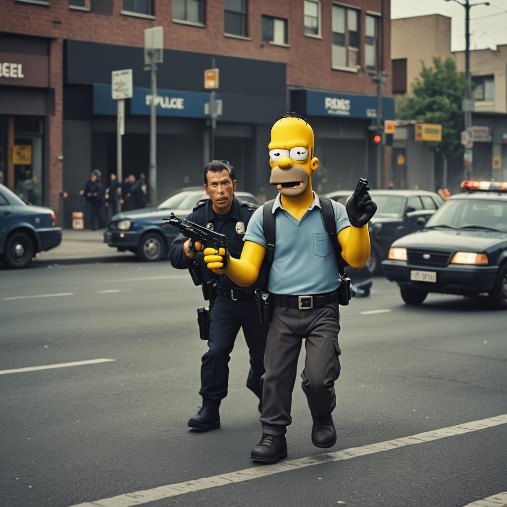 Homer Simpson as Gangster in Cinematic Film Still