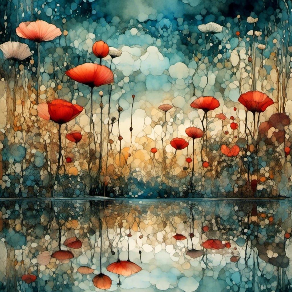 Reflections on Water in Art Brut Style