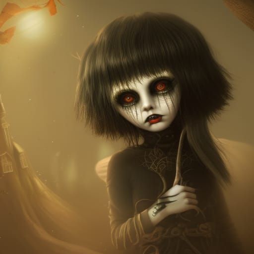 Creepy Emo Doll: Detailed Matte Painting