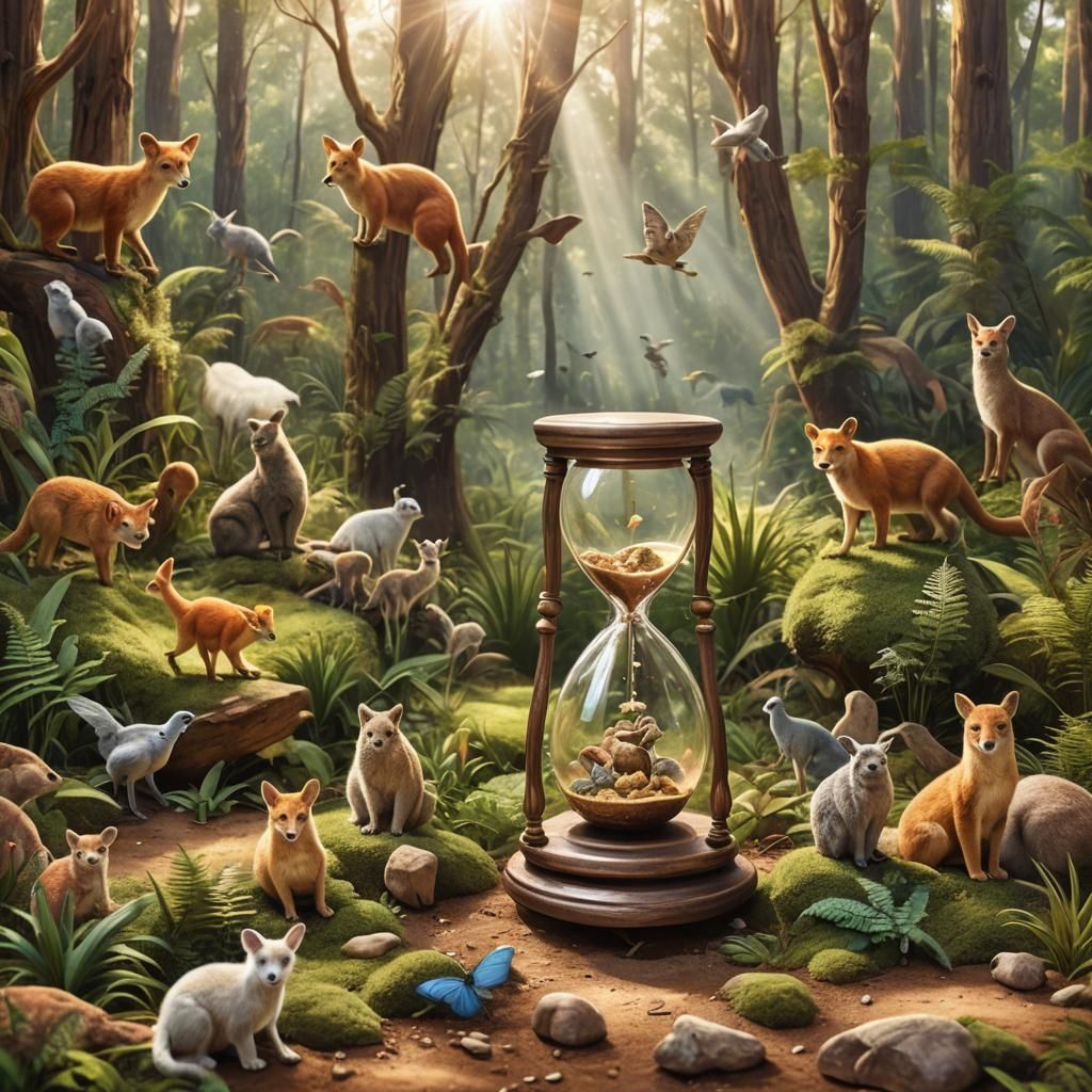 Hourglass of Australian Wildlife in Forest