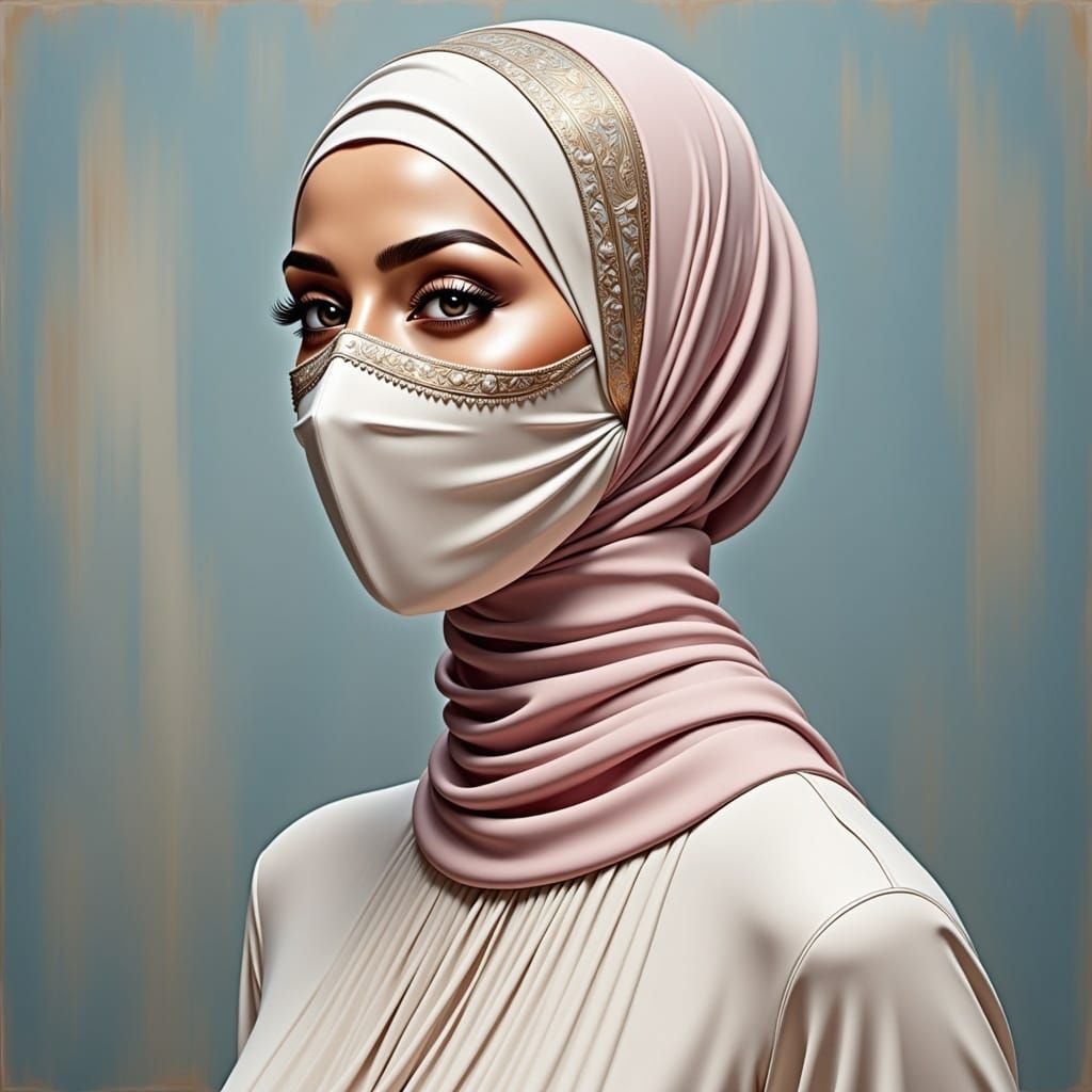 Elegant Hijabi Portrait in Soft Naturalistic Style