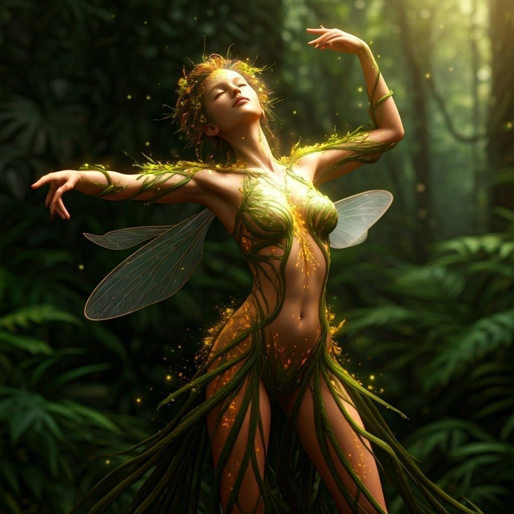Surreal Fey Goddess in a Jungle Clearing