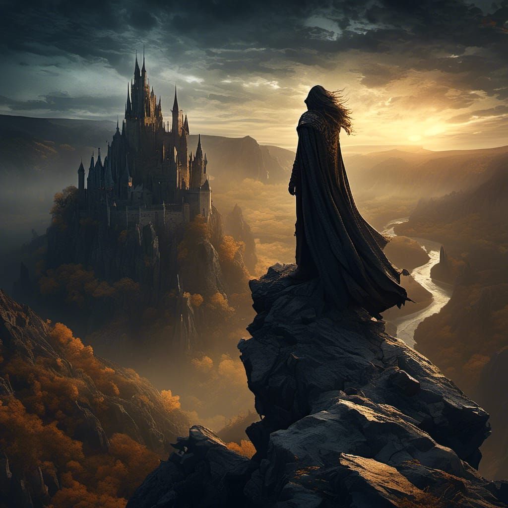 Mystical Valley View from Cliff in Fauvist Style