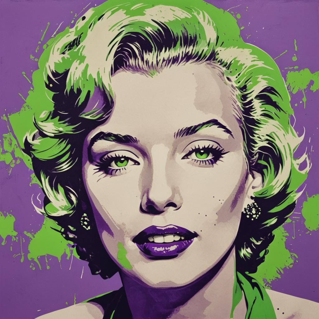 Marilyn Monroe Pop Art in Purple and Green