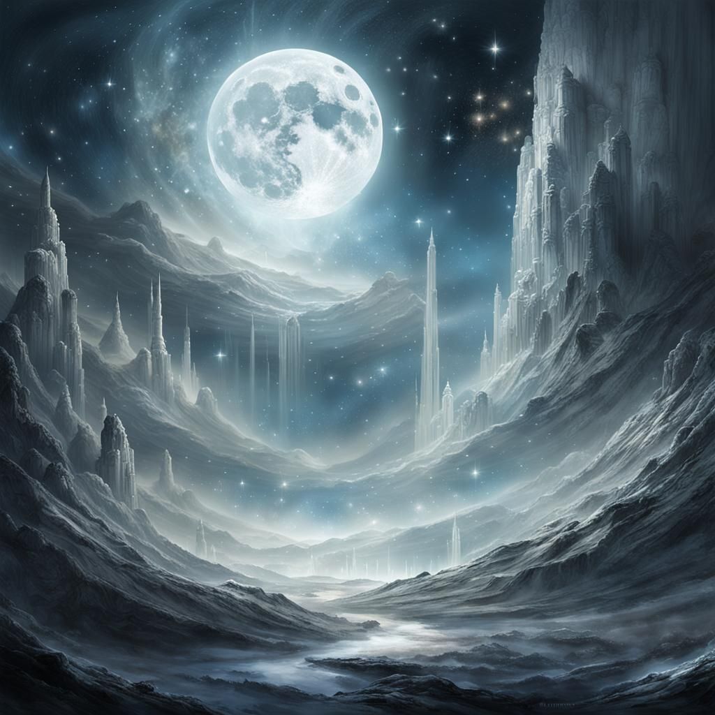 Ethereal Glass Angel in a Calm Cosmic Dreamscape