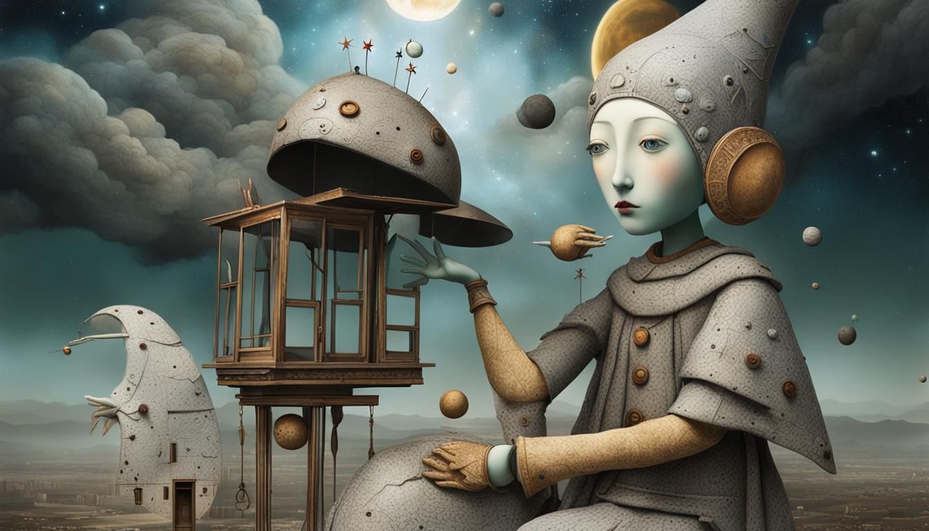 Menacing Flight: A Surrealist Vision in the Night Sky