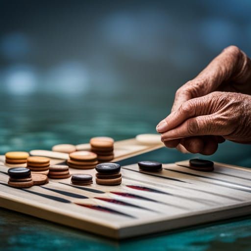 Backgammon Game Over Troubled Water: Natural Lighting