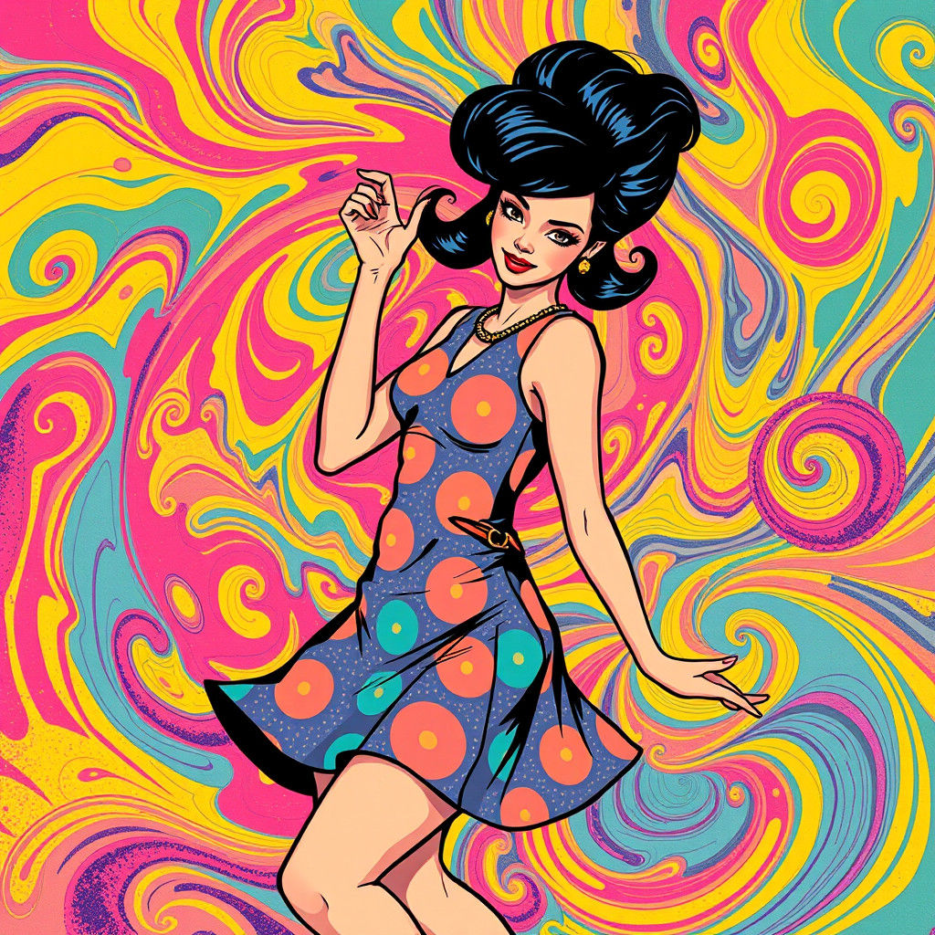 Psychedelic 1960s Dancer in Pop Art Style
