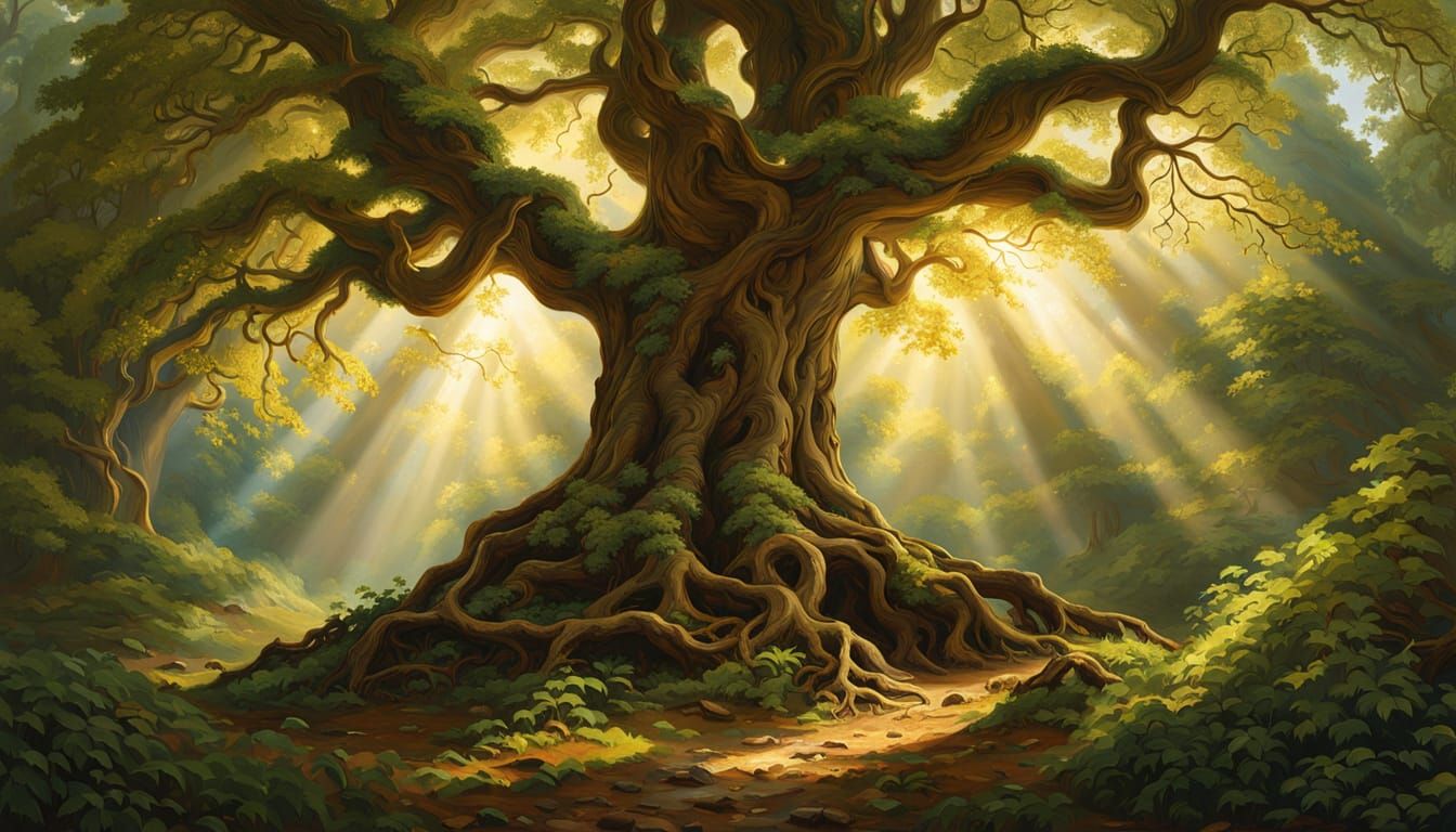 Majestic Ancient Tree in Forest Clearing