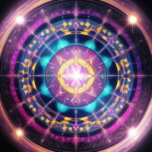 3D Shimmering Orb with Gold Flecks and Neon