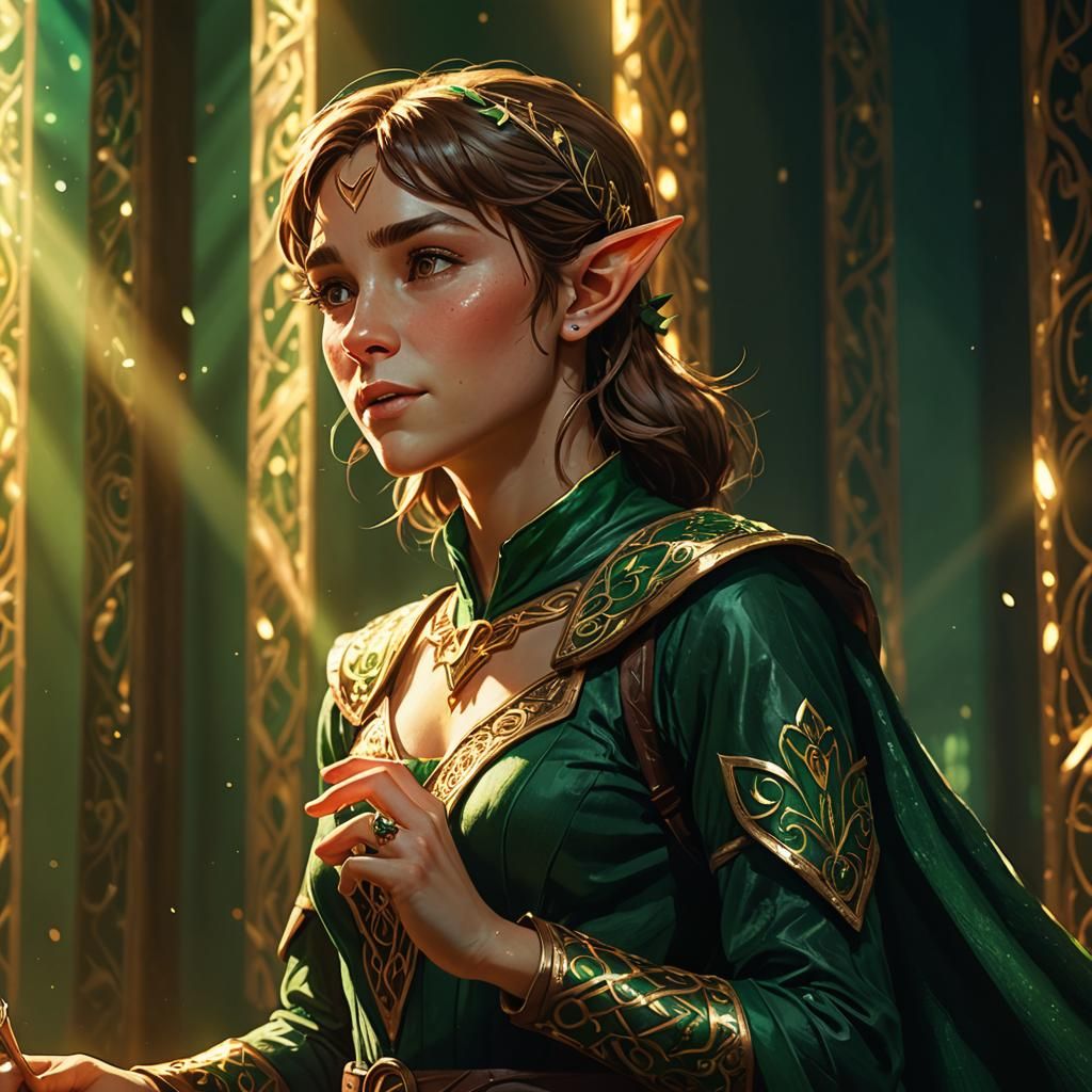 Radiant Elf Songstress on Stage: Fantasy Art