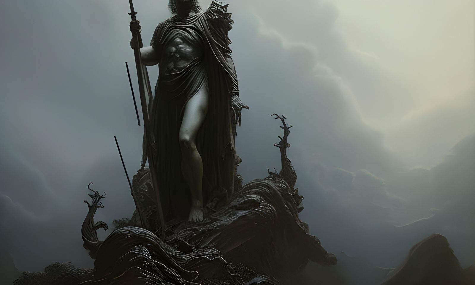 Epic Statue of Eldritch God in Digital Painting