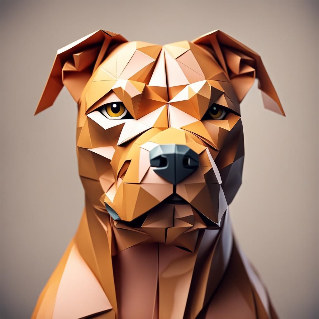 Origami Pitbull Papercraft in 8K Resolution