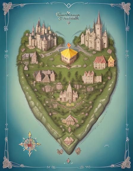 Heart Continent Map: Storybook Style Illustration