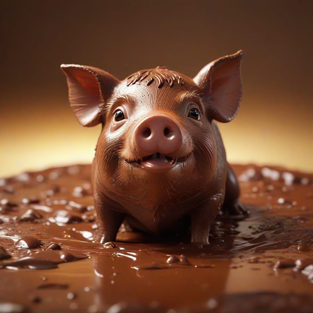 Chocolate Pig Wallows: Cartoon Style Concept Art