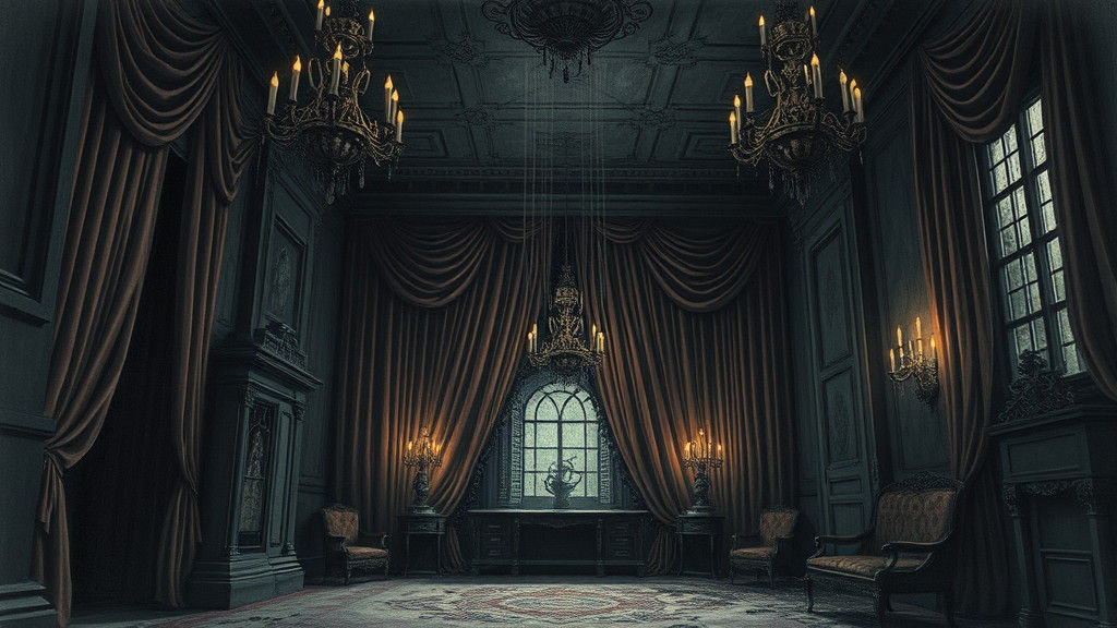 Haunted Mansion Interior in Dark Gothic Style