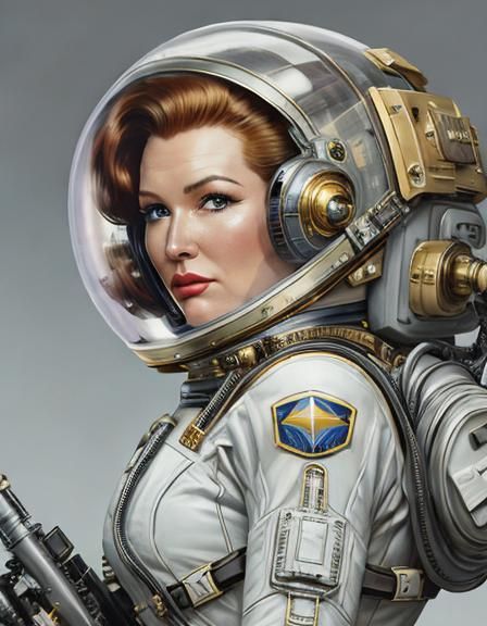 Retro Sci-Fi Space Explorer in Atompunk Style