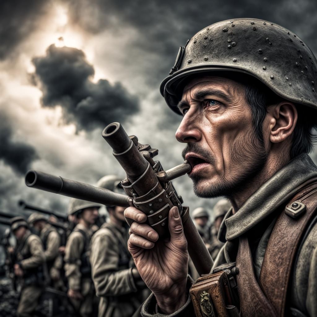 Hyperrealistic Fantasy Scene: Whistle to War