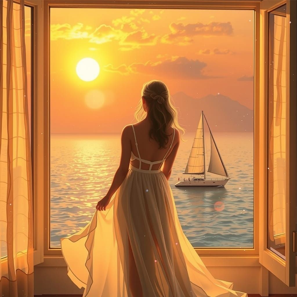 Sailboat Under Kaleidoscope Sunset