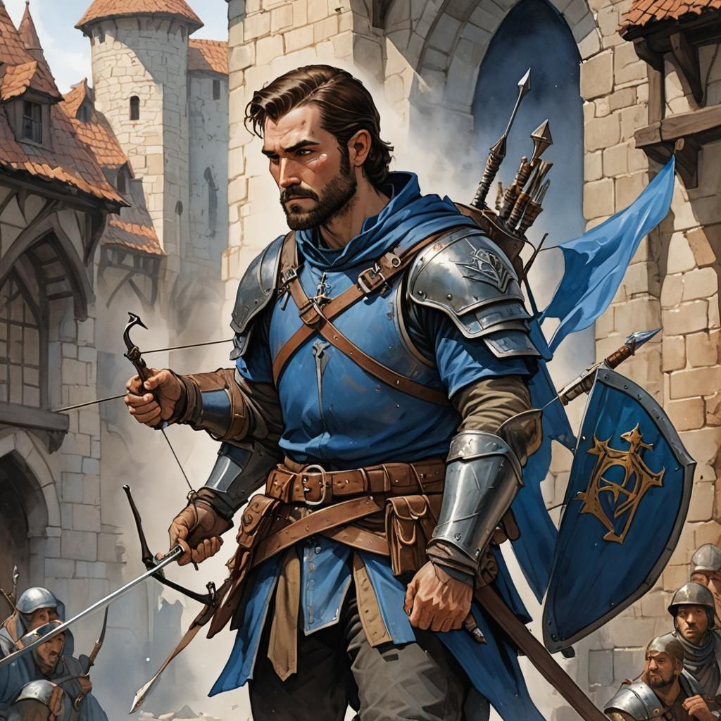 Captain Rob: Medieval Knight Archer in Watercolor Style