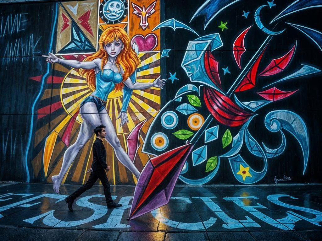 Iridescent Street Art: Light Versus Darkness