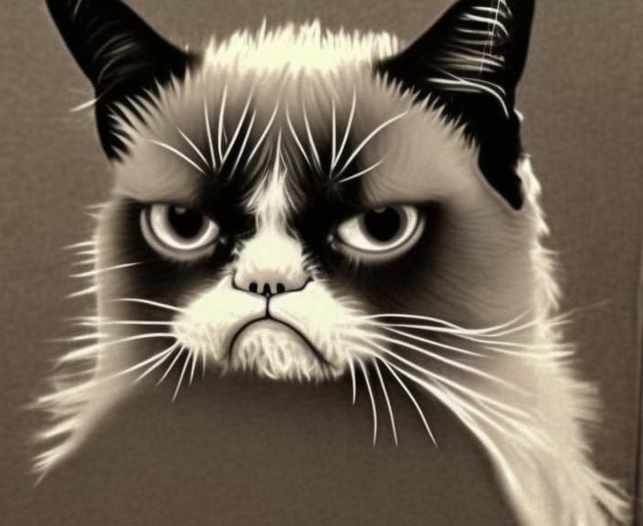 Grumpy Cat Zombiecore in Black Metal Style