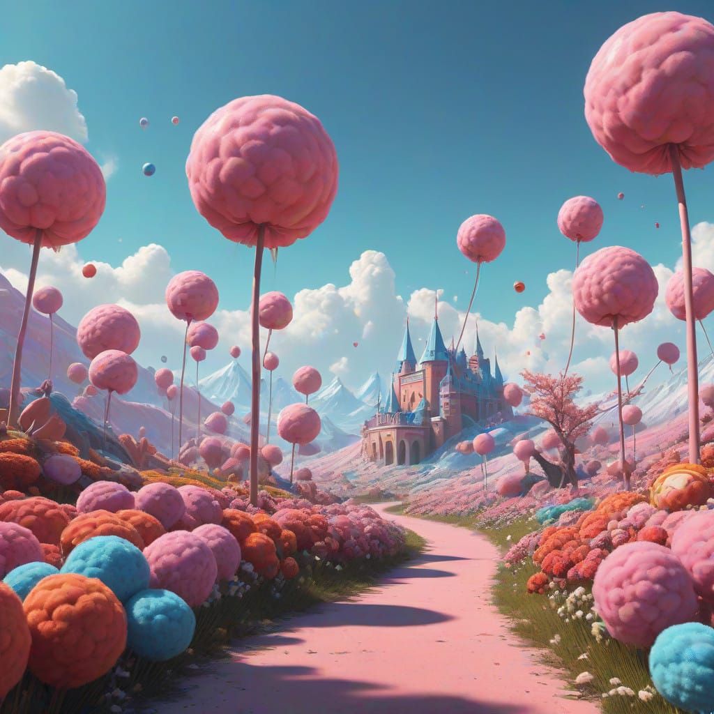 Surreal Candy Kingdom in Vibrant Digital Art