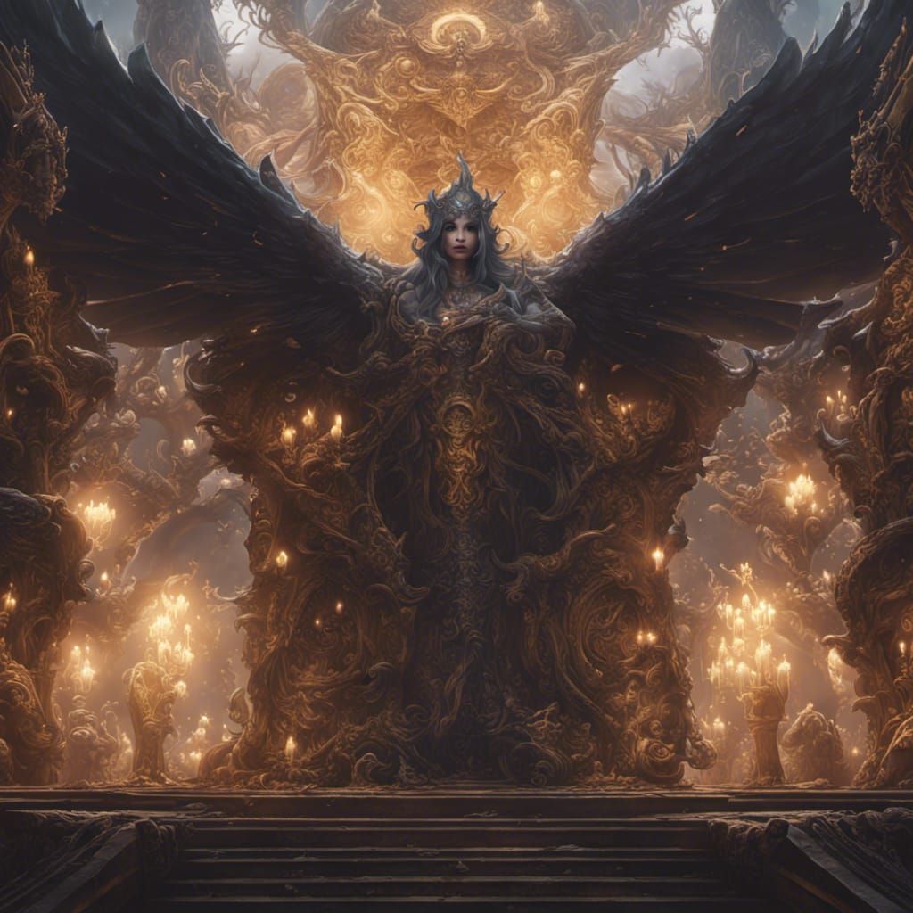 Dark Fantasy Heaven in Purple and Yellow