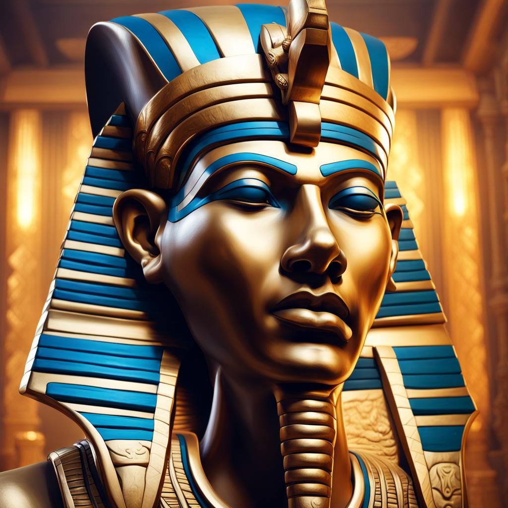 Pharaoh on Golden Throne: Hyperrealistic Temple Art