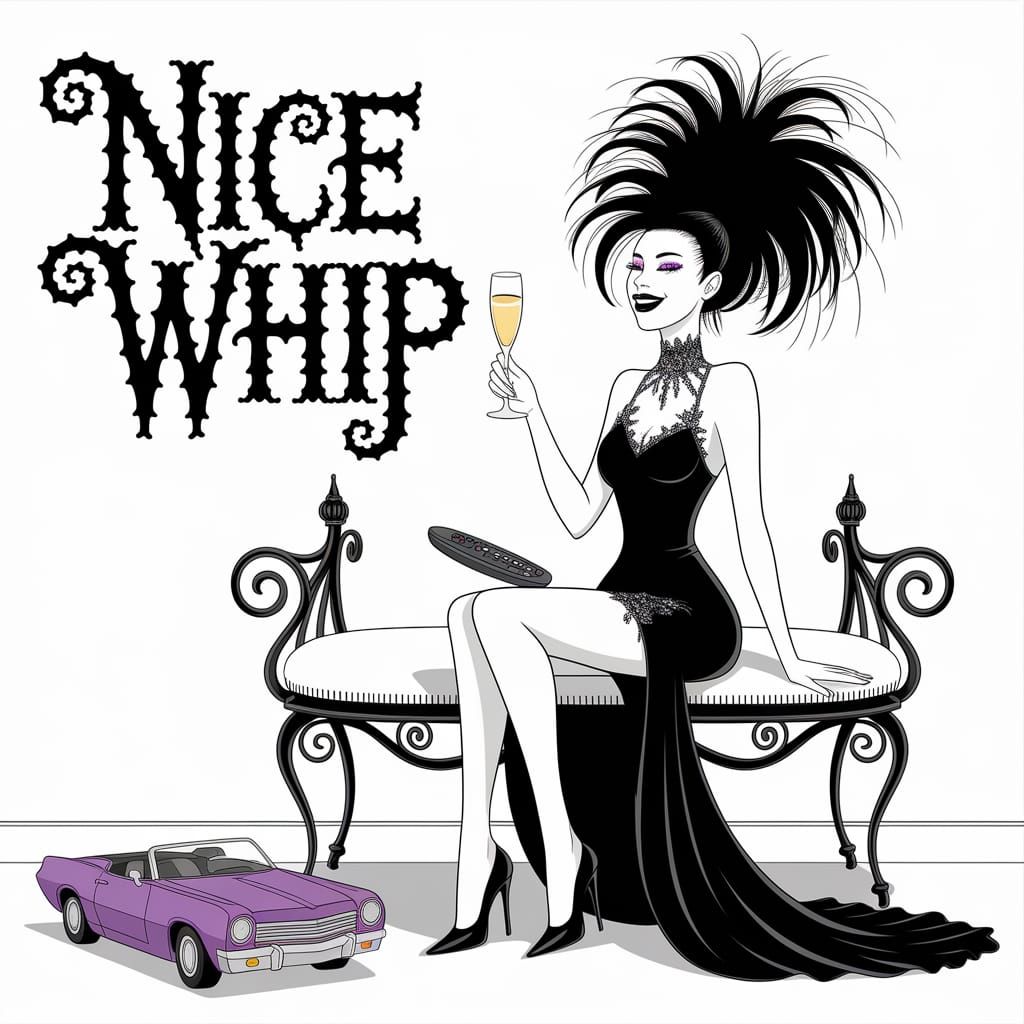 Goth Bride Laughs with Joy in Elegant Fantasy Setting