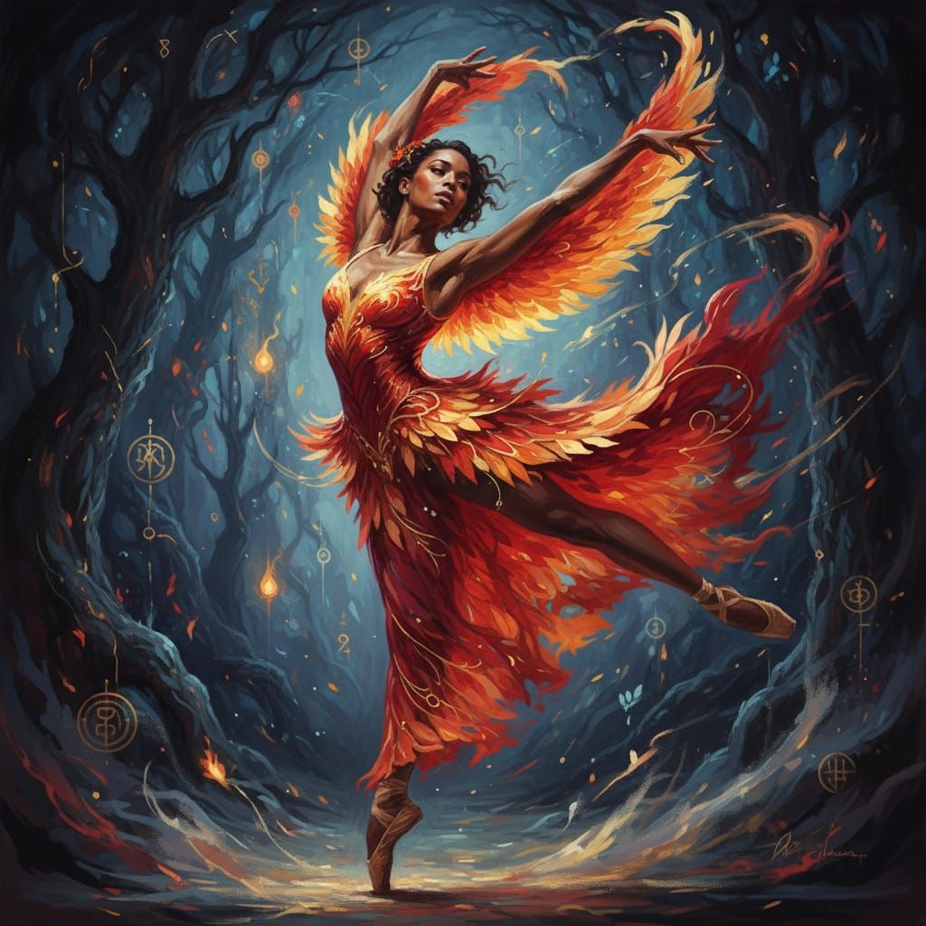 Misty Copeland as Firebird in Dynamic Romantic Pose