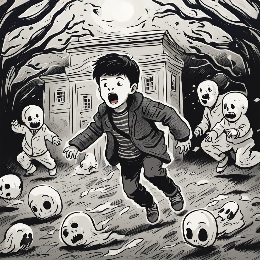 Boy Under Attack by Ghosts