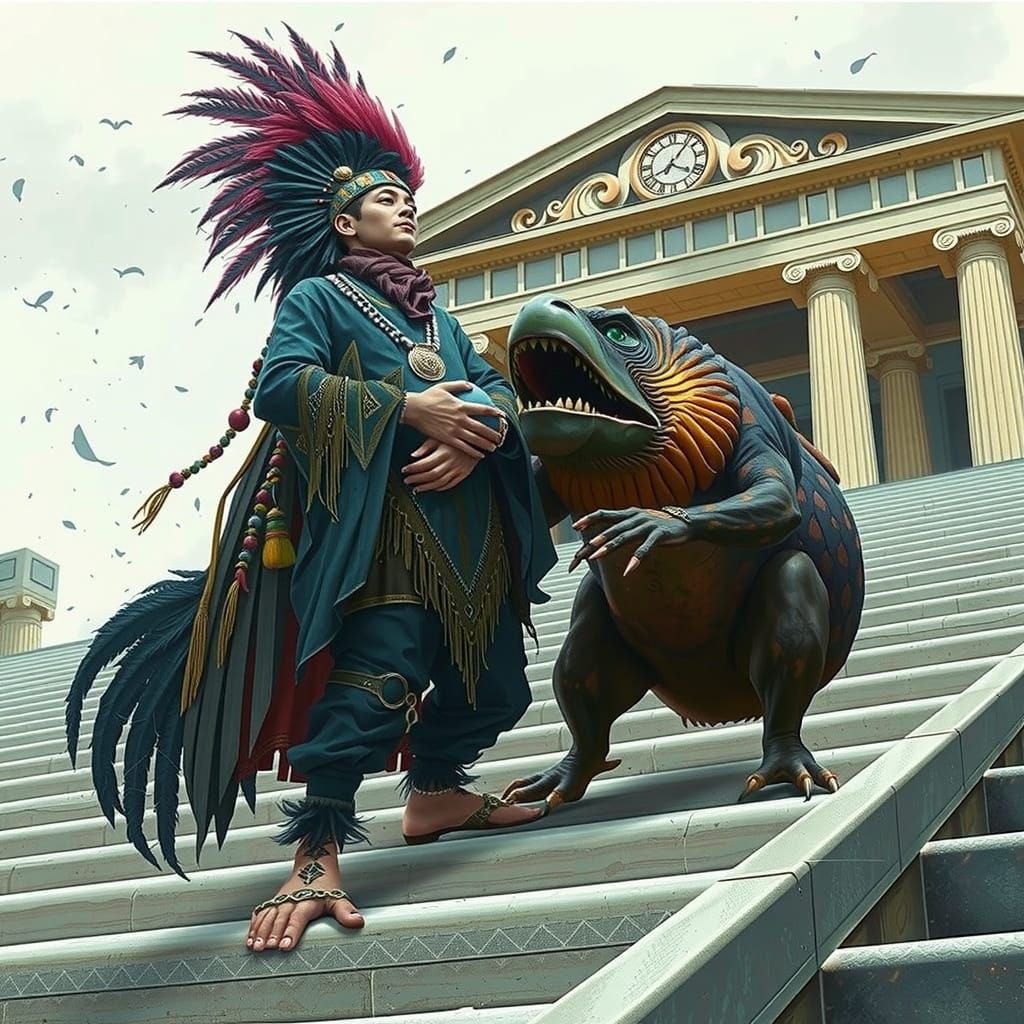 Rainbow Jungle Person with Fruit and Headdress