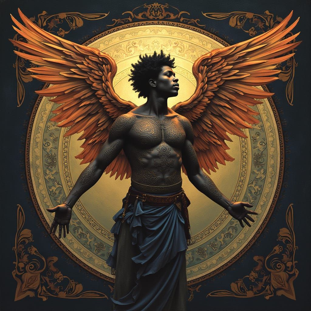 Ethereal Negro Angel of Virtue Ascends