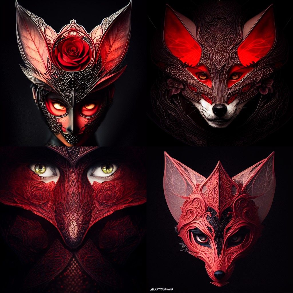 Foxie Face with Roses in Hyper-Realistic Style