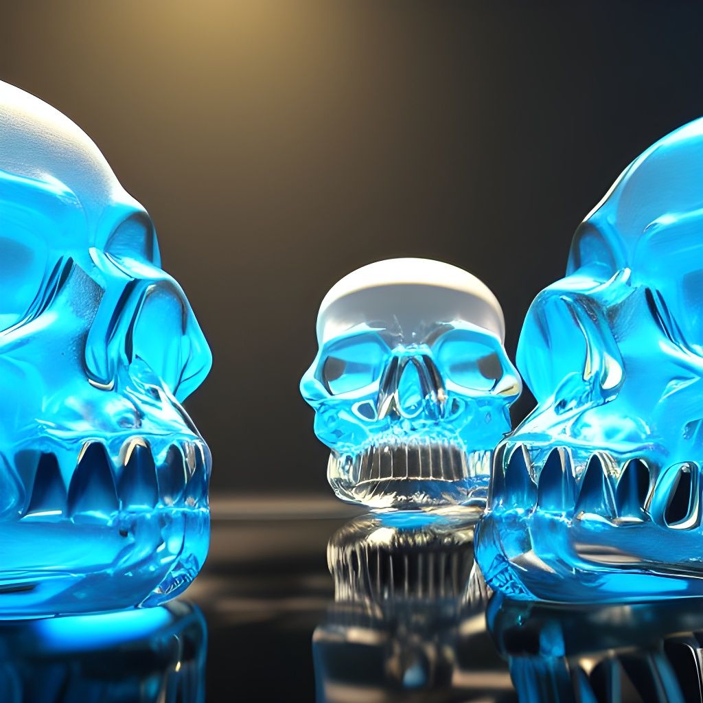 Isometric Crystal Skulls with Volumetric Lighting