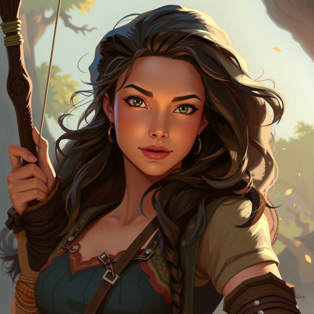 Vibrant Druidess Embarks on Whimsical Quest