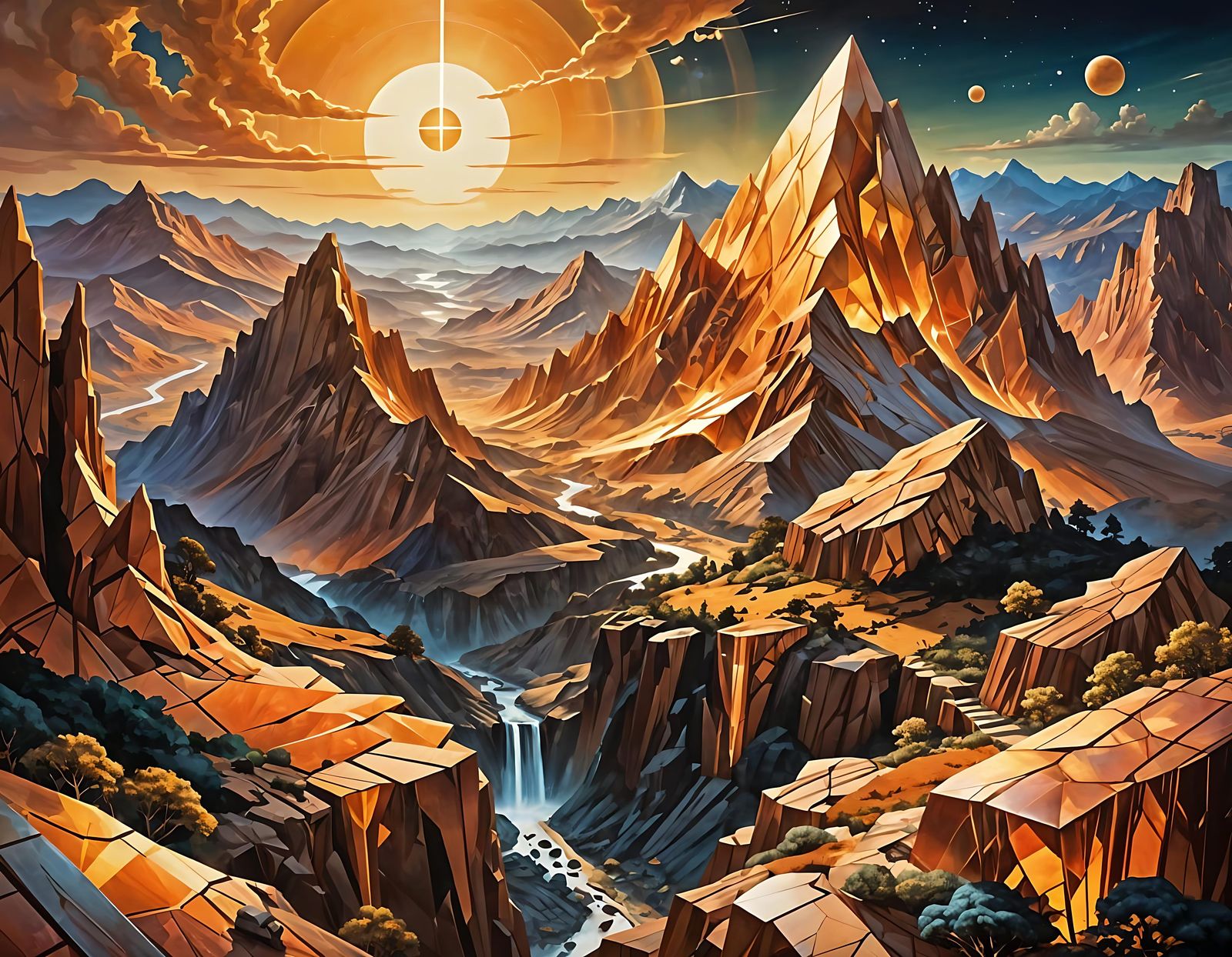 Golden Sunstone Valley Landscape Render